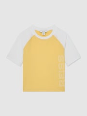 Reiss Yellow Baskin Colour-Block Logo Rash Top - Image 3 of 3