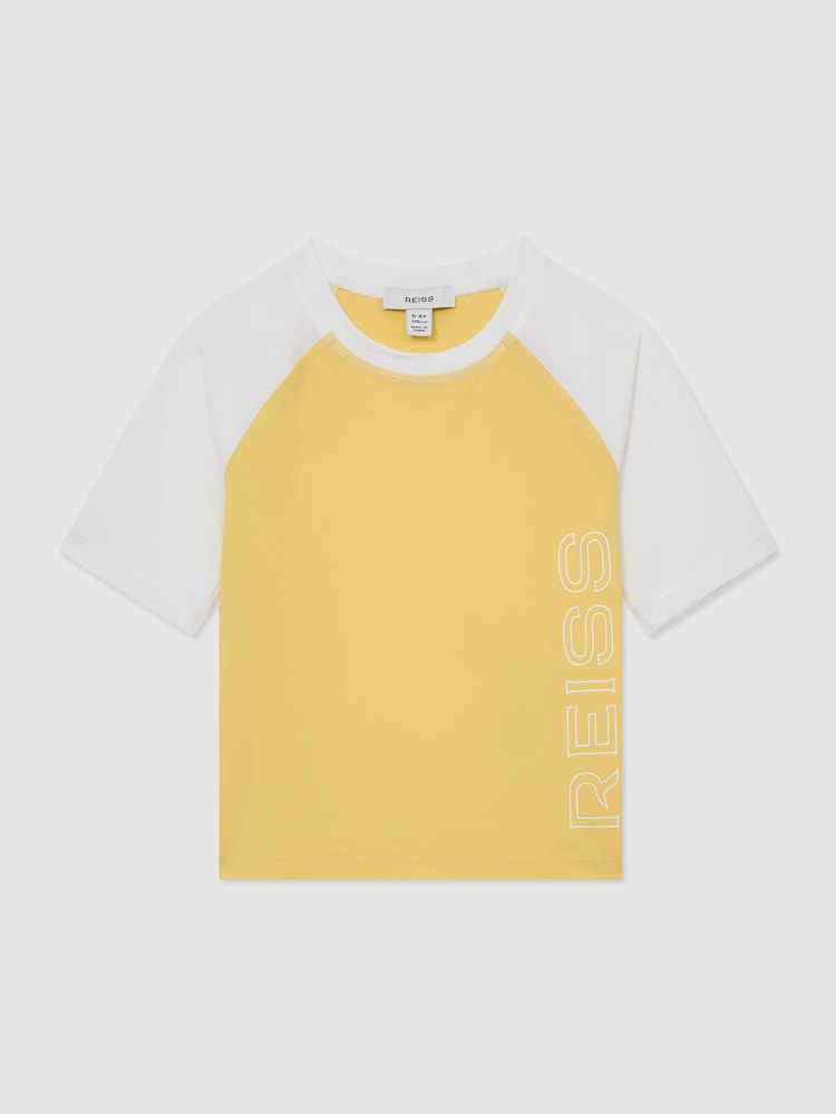 Reiss Yellow Baskin Colour-Block Logo Rash Top - Image 3 of 3