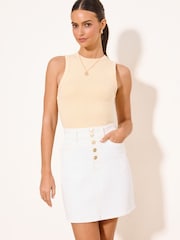 सेतो - Lipsy Button Fly Denim Mini Skirt - 4मध्ये 1 तस्बिर