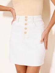 सेतो - Lipsy Button Fly Denim Mini Skirt - 4मध्ये 4 तस्बिर
