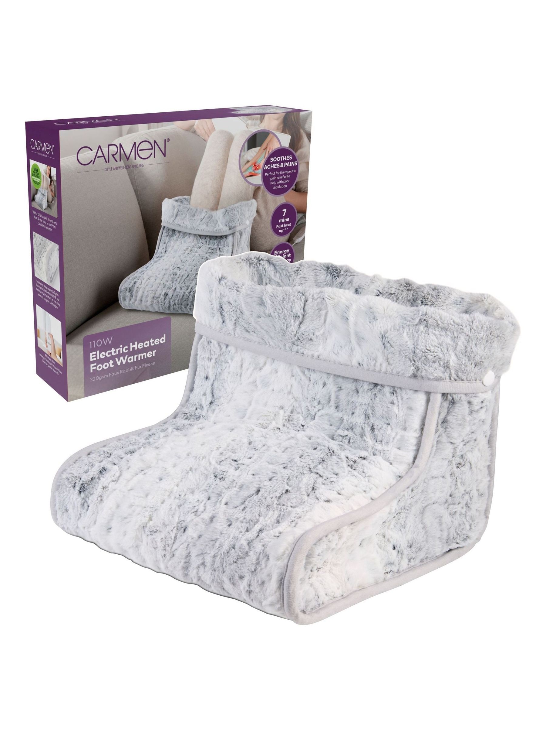 Carmen Heated Faux Fur Foot Warmer Grey - La Redoute - Image 6
