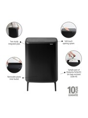 Brabantia Matt Black Bo Touch Bin Hi 60L - Image 2 of 6