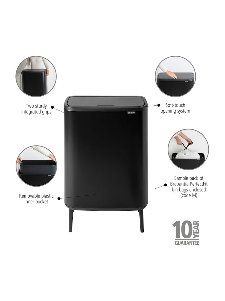 Brabantia Matt Black Bo Touch Bin Hi 60L - Image 2 of 6 Brabantia Matt Black Bo Touch Bin Hi 60L - Image 2 of 6