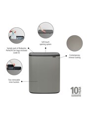Brabantia Mineral Concrete Grey Bo Touch Bin 2 x 30L - Image 2 of 6