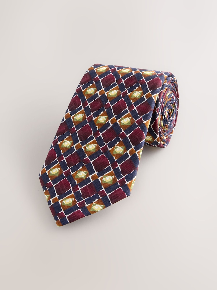 Red Archive Collection Silk Design Tie - Image 1 of 3