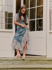 Penelope Chilvers Grey Mary Jane Dali Espadrille Wedge Shoes - Image 5 of 8