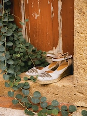Penelope Chilvers Grey Mary Jane Dali Espadrille Wedge Shoes - Image 7 of 8