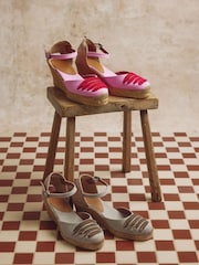 Penelope Chilvers Grey Mary Jane Dali Espadrille Wedge Shoes - Image 8 of 8