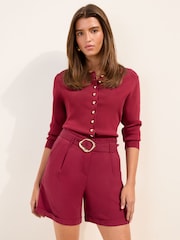 Friends Like These Burgundy Red Utility Tailored Shorts - Image 3 of 4