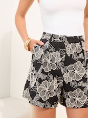 Friends Like These Black Floral Cornelli Tailored Shorts - Image 3 of 5
