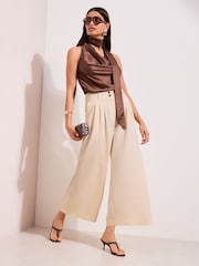 Friends Like These Neutral Beige Linen Look Culottes - Image 1 of 4