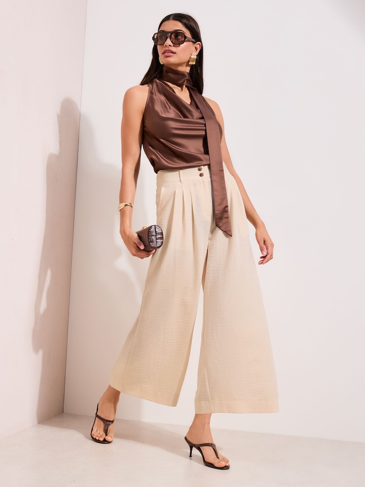 Friends Like These Neutral Beige Linen Look Culottes - Image 1 of 4