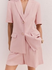 Friends Like These Pink Premium Tailored Linen Rich Shorts - Image 4 of 4