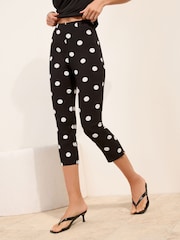 Friends Like These Black Polka Dot Sculpting Stretch Capri Trousers - Image 2 of 5