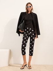 Friends Like These Black Polka Dot Sculpting Stretch Capri Trousers - Image 3 of 5