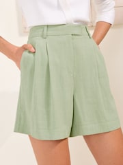 Friends Like These Pistachio Green Tailored Shorts with Linen - Image 1 of 4