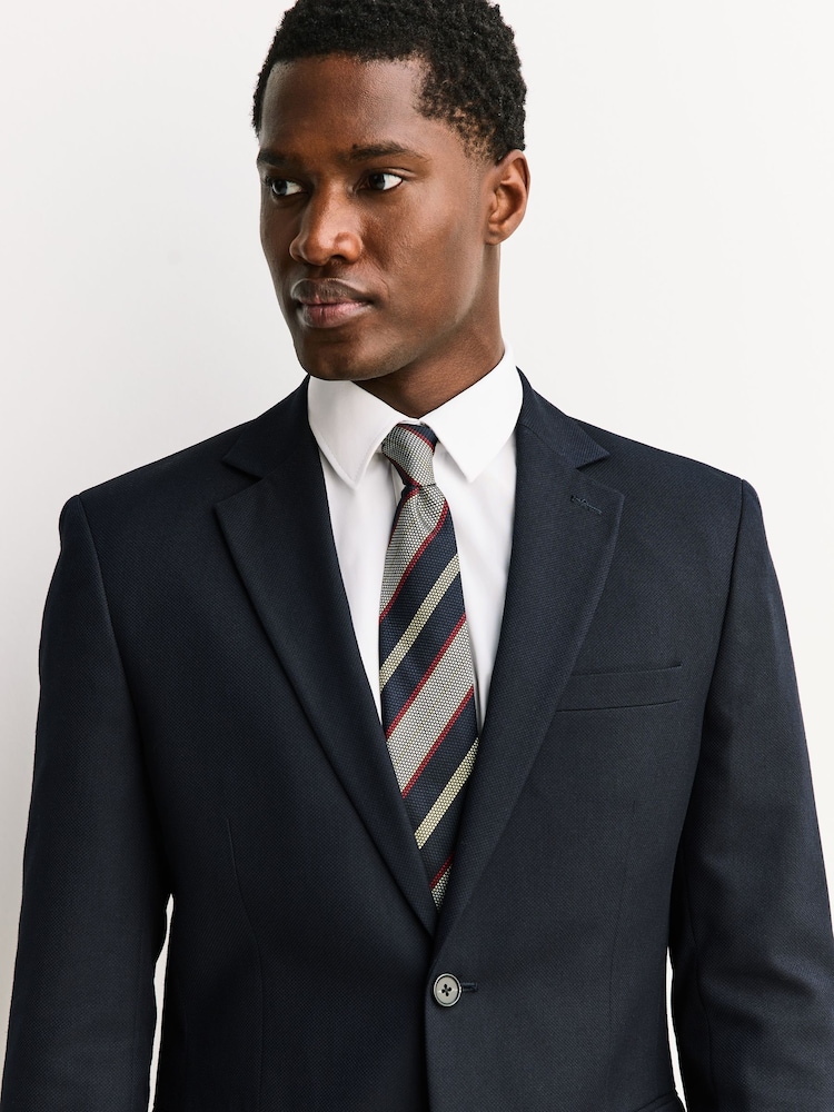 White/Navy Signature Silk Tie - Image 1 of 4