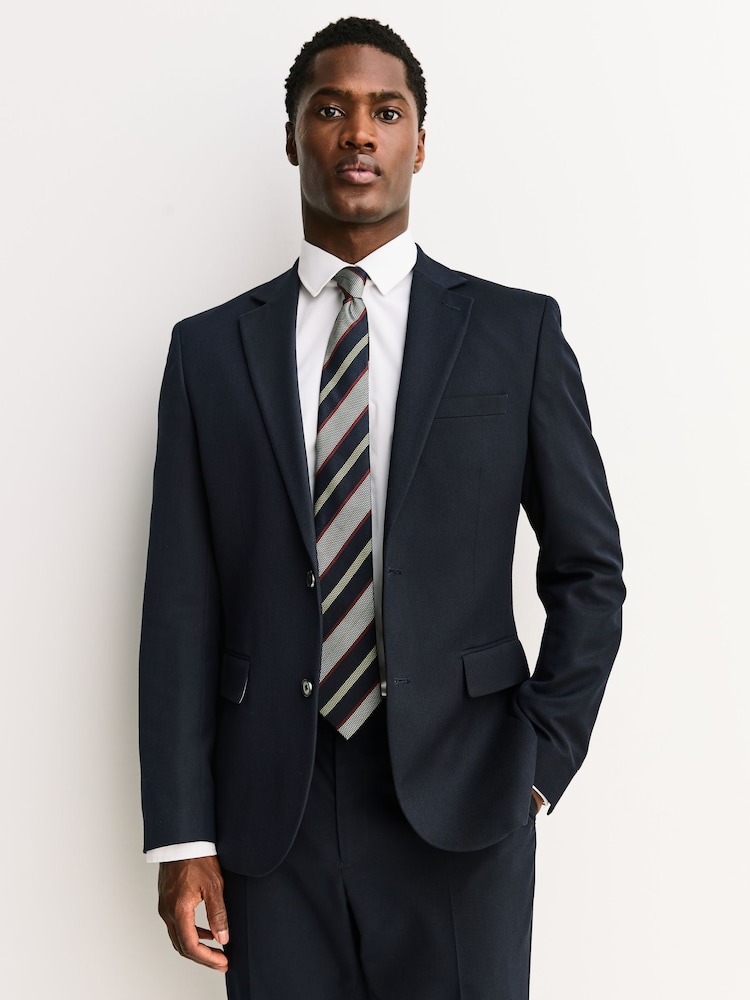 White/Navy Signature Silk Tie - Image 2 of 4