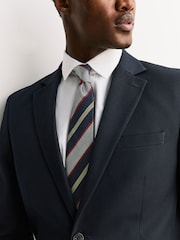 White/Navy Signature Silk Tie - Image 3 of 4