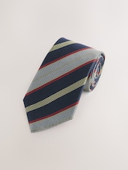 White/Navy Signature Silk Tie - Image 4 of 4