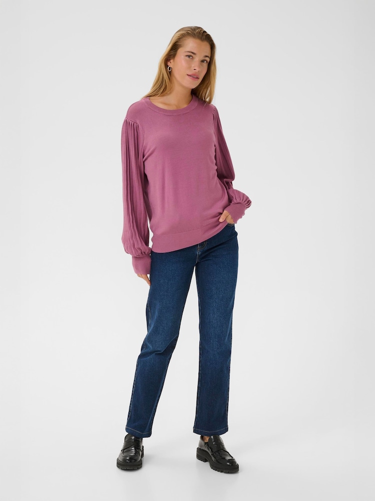 Kaffe Pink KAlone Long Sleeve Knit Pullover Jumper - Image 2 of 6