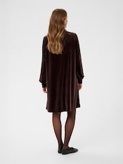 Kaffe Brown KAkelly Flounce Long Sleeve Midi Dress - Image 3 of 6