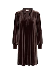 Kaffe Brown KAkelly Flounce Long Sleeve Midi Dress - Image 5 of 6