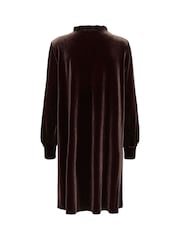 Kaffe Brown KAkelly Flounce Long Sleeve Midi Dress - Image 6 of 6