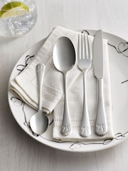 16 Piece Silver Bow Stainless Steel Cutlery Set - Image 1 of 3