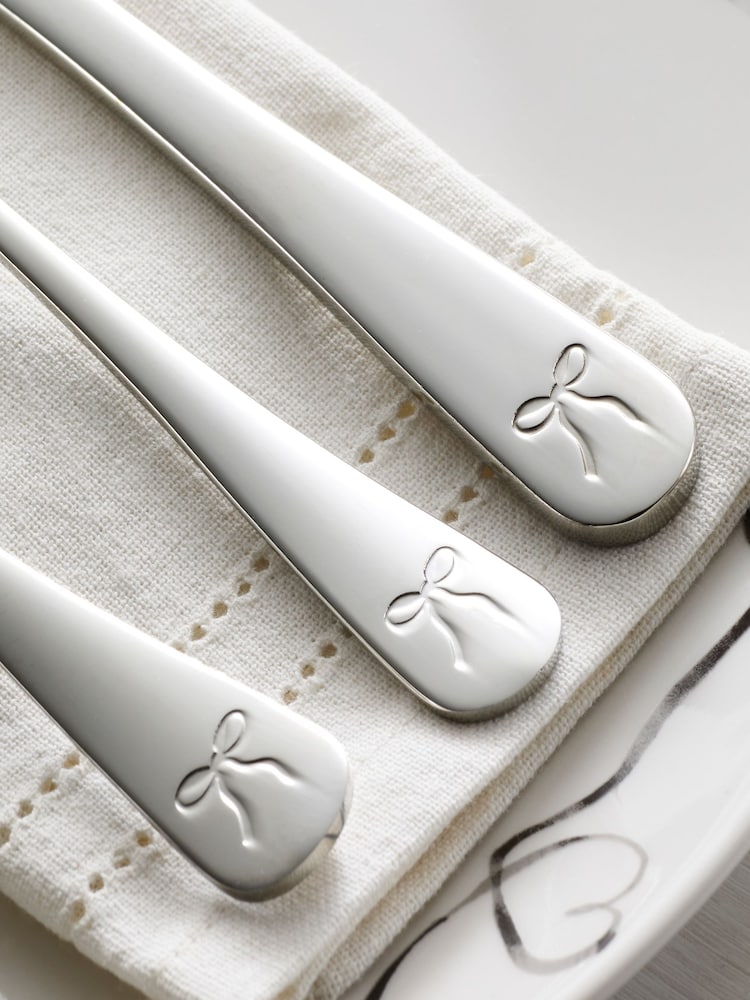 16 Piece Silver Bow Stainless Steel Cutlery Set - Image 2 of 3