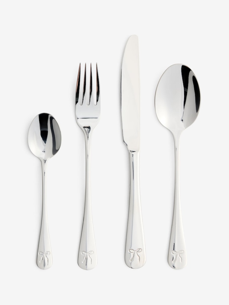 16 Piece Silver Bow Stainless Steel Cutlery Set - Image 3 of 3