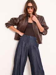 Lipsy Rinse Blue Wash Light Weight Palazzo Wide Leg Jeans - Image 4 of 4