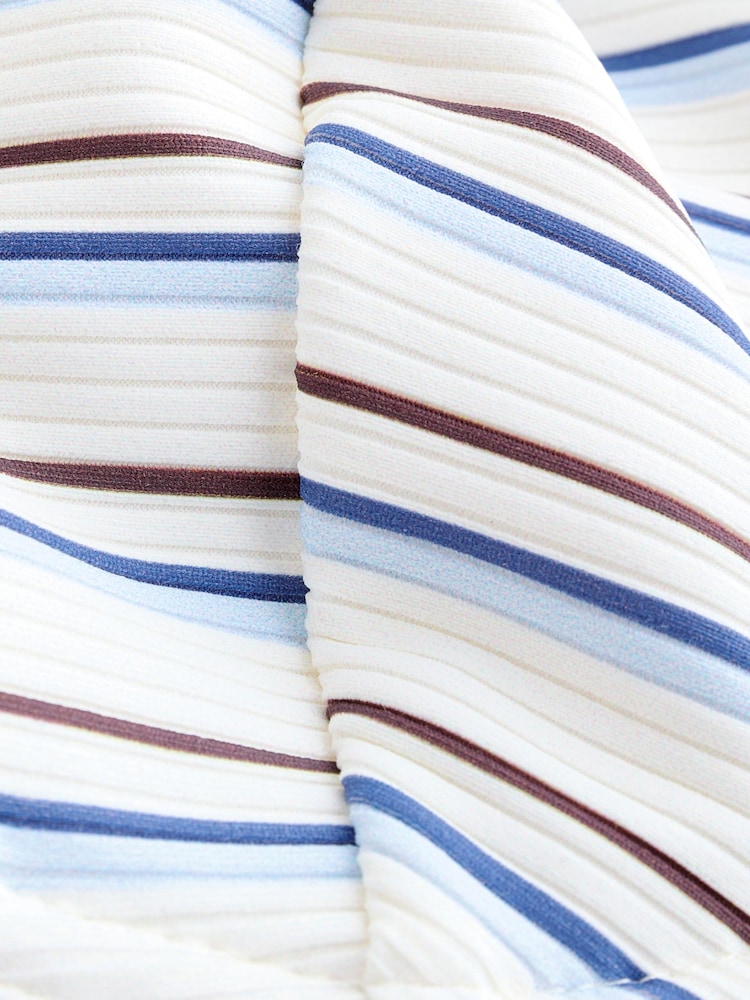 self. Cream/Blue Stripe Non Padded Underwire Bikini Top - Image 9 of 9