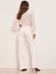 Lipsy White Lace Side Wide Leg Jeans - Image 4 of 5