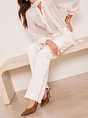 Lipsy White Lace Side Wide Leg Jeans - Image 5 of 5