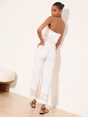 Lipsy Cutwork Hem Cropped Straight Leg Jeans - Imagen 4 de 4