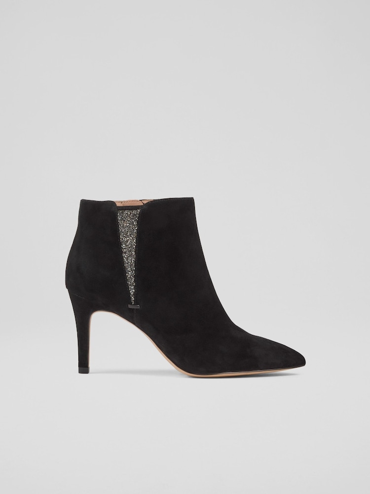 LK Bennett Black Queenie Crystal Detail Ankle Boots - Image 1 of 4 LK Bennett Black Queenie Crystal Detail Ankle Boots - Image 1 of 4