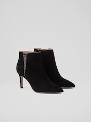 LK Bennett Black Queenie  Crystal Detail Ankle Boots - Image 2 of 4