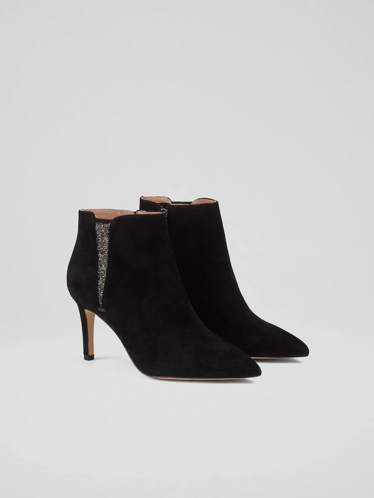 LK Bennett Black Queenie  Crystal Detail Ankle Boots - Image 2 of 4