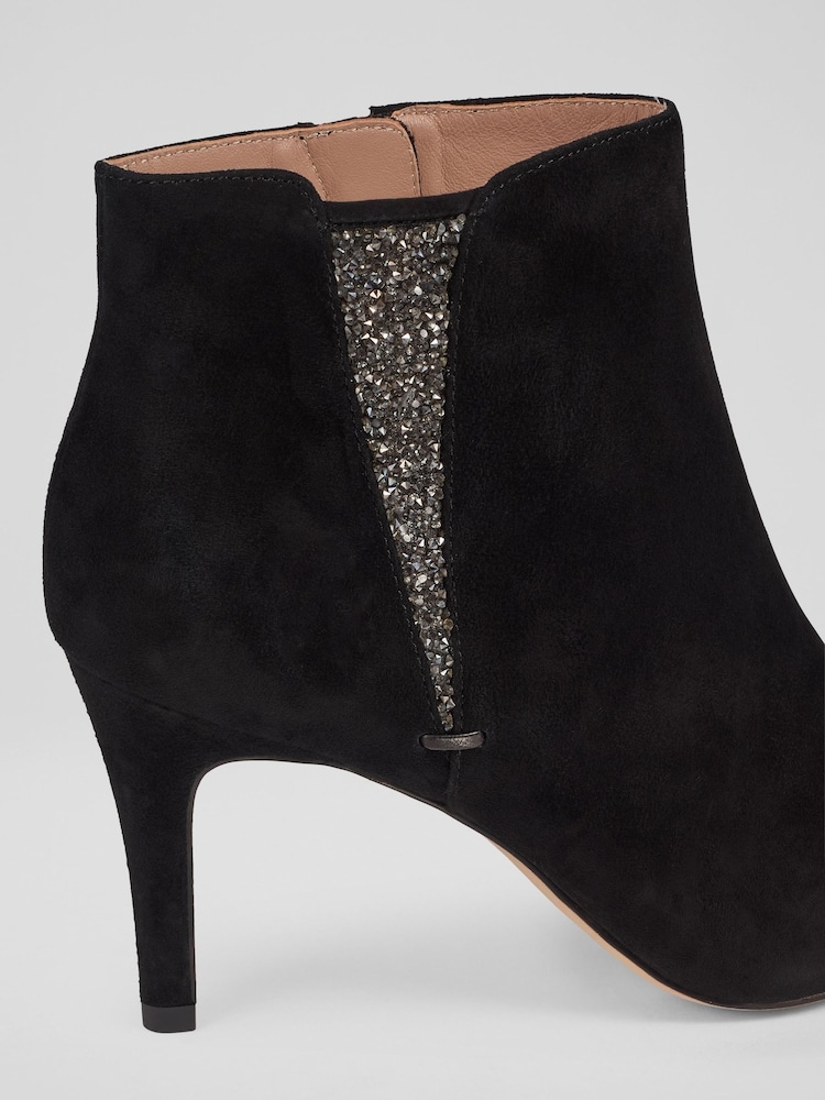 LK Bennett Black Queenie  Crystal Detail Ankle Boots - Image 4 of 4