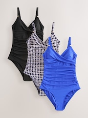 Blue/Black Tummy Control Swimsuit 3 Pack - Image 1 of 8