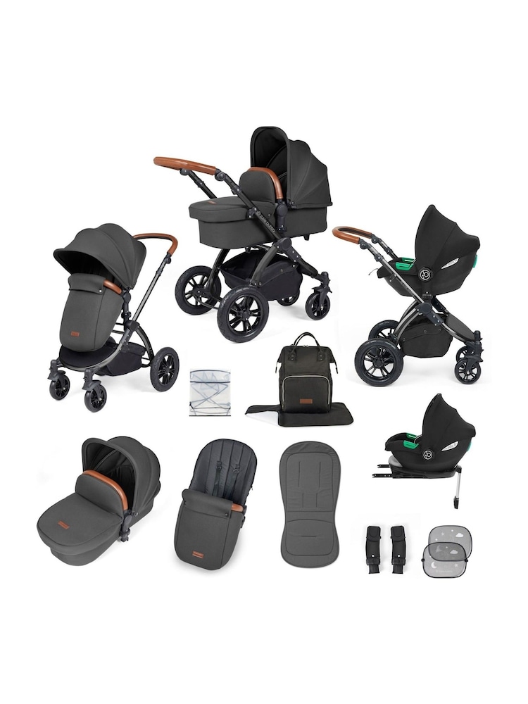 Ickle Bubba 12 Piece Charcoal Grey Stomp Luxe Travel System with iSize Cirrus Car Seat - Image 1 of 4