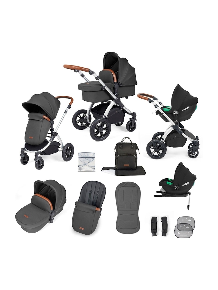 Ickle Bubba 12 Piece Charcoal Grey Stomp Luxe Travel System with iSize Cirrus Car Seat - Image 1 of 5