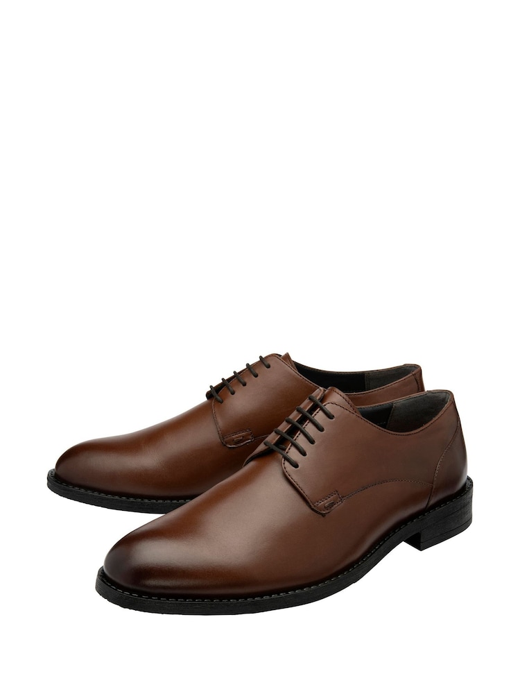 Frank Wright Brown Leather Lace-Up Derby Shoes - Image 2 of 4