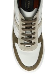 Frank Wright Off White Leather And Suede Lace-Up Trainers - Image 4 of 4