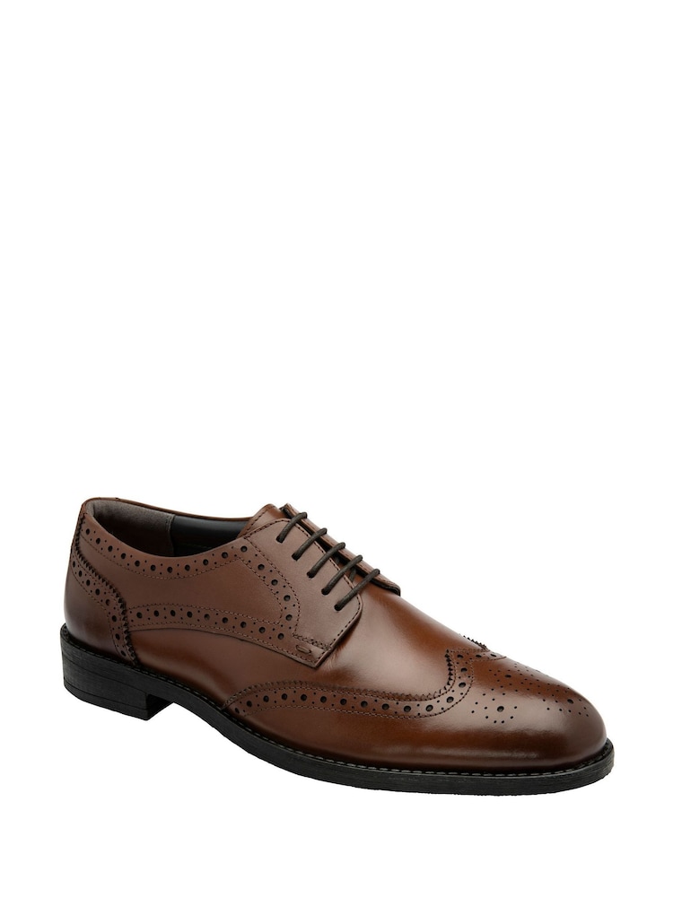 Frank Wright Brown Leather Lace-Up Brogue Shoes - Image 1 of 4 Frank Wright Brown Leather Lace-Up Brogue Shoes - Image 1 of 4