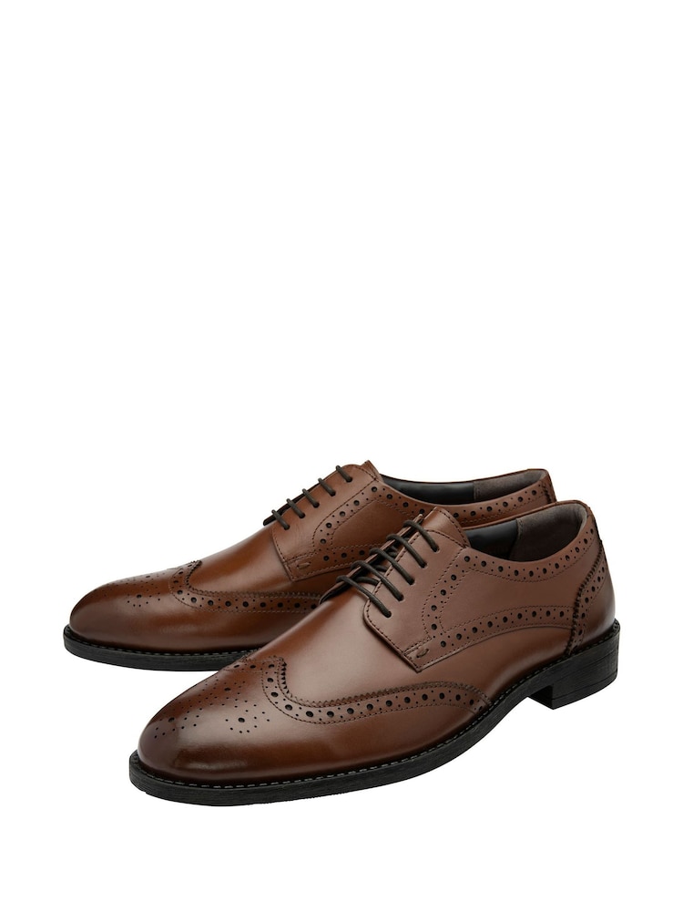 Frank Wright Brown Leather Lace-Up Brogue Shoes - Image 2 of 4 Frank Wright Brown Leather Lace-Up Brogue Shoes - Image 2 of 4