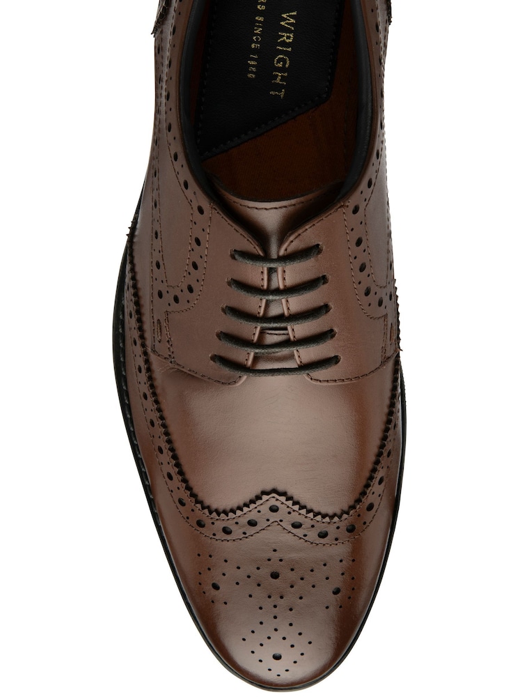 Frank Wright Brown Leather Lace-Up Brogue Shoes - Image 4 of 4