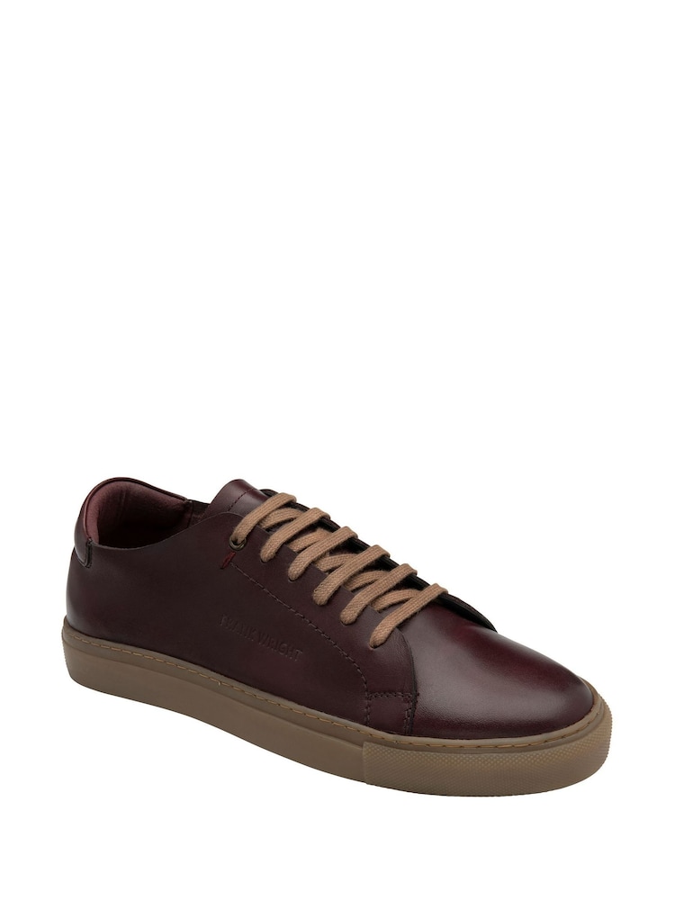 Frank Wright Red Premium Leather Lace-Up Trainers - Image 1 of 4 Frank Wright Red Premium Leather Lace-Up Trainers - Image 1 of 4
