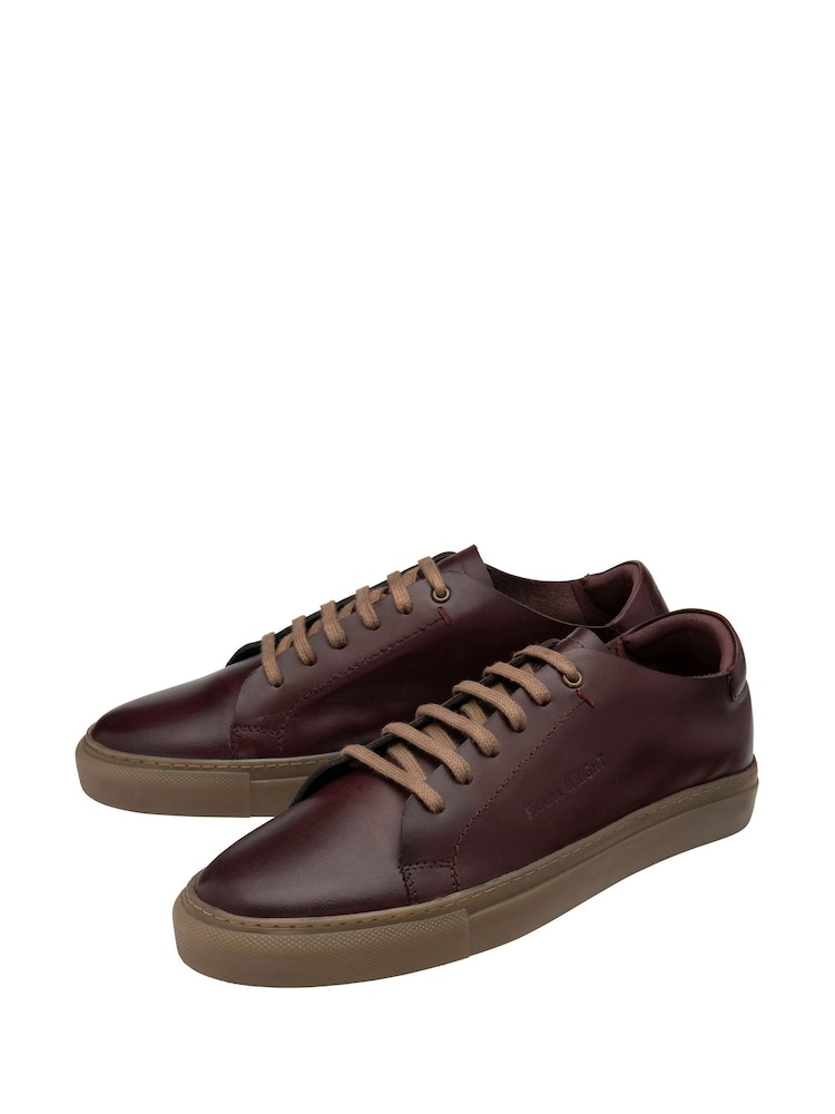 Frank Wright Red Premium Leather Lace-Up Trainers - Image 2 of 4 Frank Wright Red Premium Leather Lace-Up Trainers - Image 2 of 4